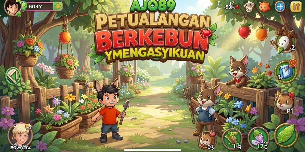 Screenshot gameplay AJO89 menampilkan petualangan berkebun yang seru.