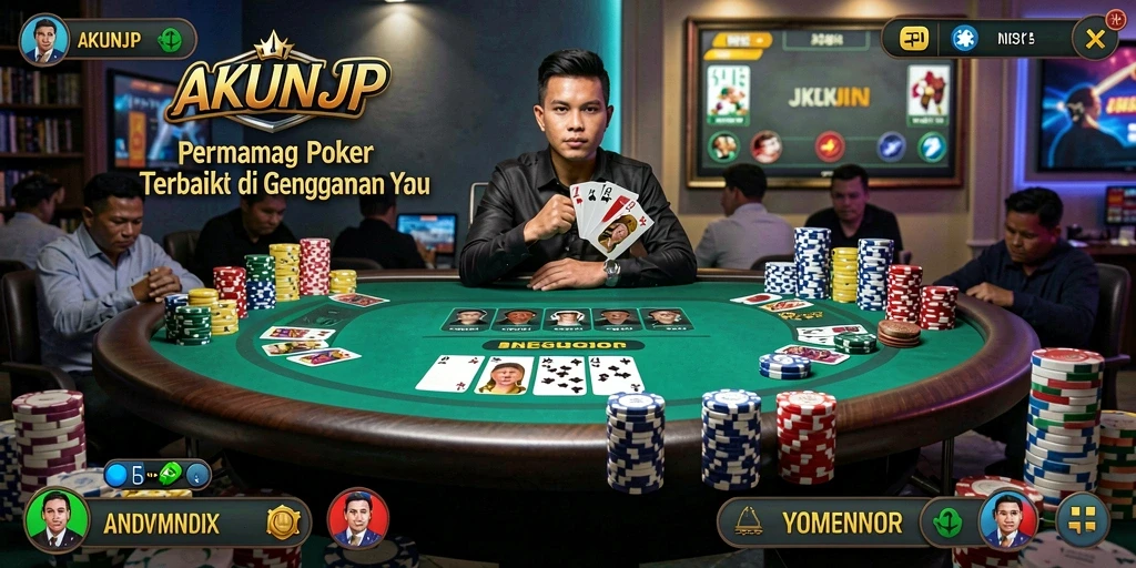 Tampilan gameplay poker yang seru dan interaktif di AKUNJP.