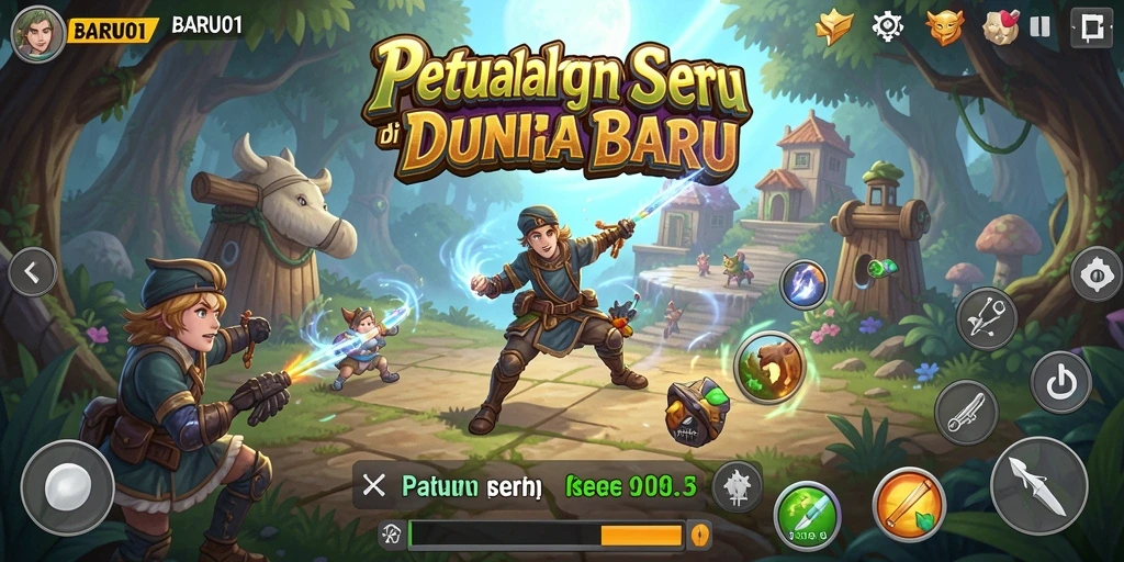 Tampilan gameplay seru di dunia petualangan penuh misteri.