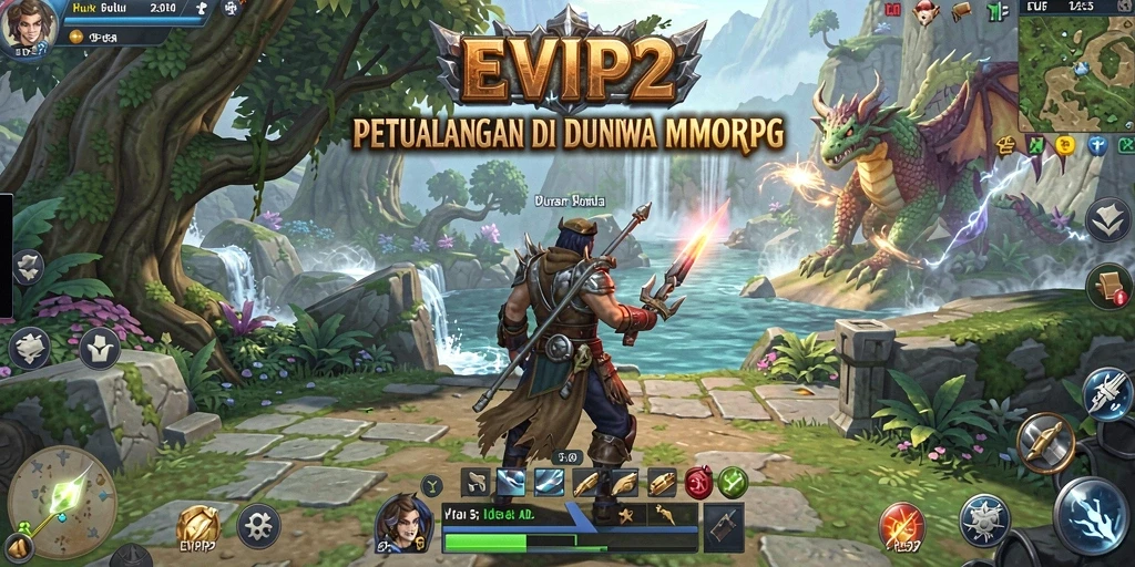 Tampilan utama gameplay EVIP2 yang menampilkan aksi seru dalam dunia MMORPG.