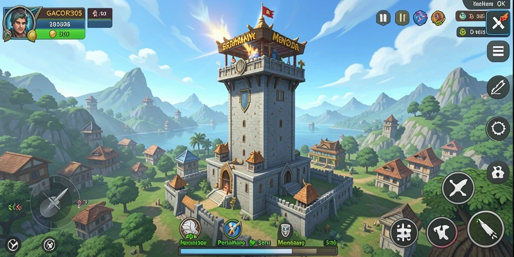 Tampilan gameplay GACOR305 dengan aksi strategi Tower Defense yang menegangkan.