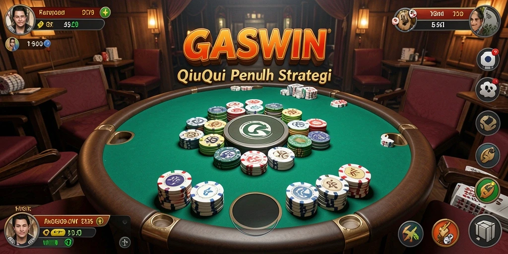 Screenshot utama GASWIN menampilkan momen seru dalam permainan QiuQiu.