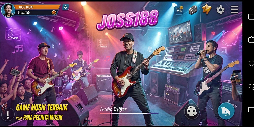 Tampilan gameplay JOSS188 dengan berbagai fitur musik interaktif.