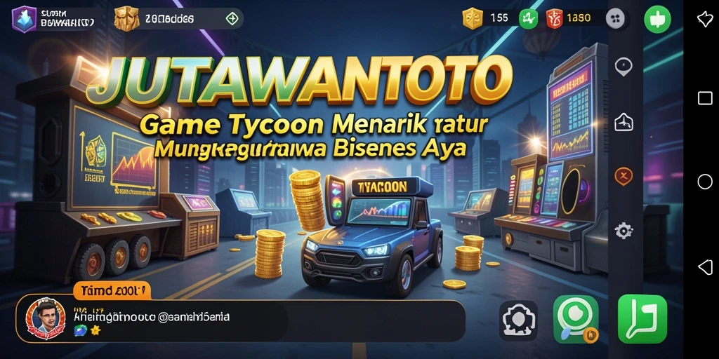 Tampilan gameplay <strong>JUTAWANTOTO</strong> menampilkan keseruan mengelola bisnis.