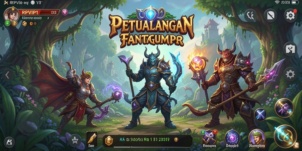 Gameplay RPVIP1 menampilkan pertarungan seru dan eksplorasi dunia fantasi.