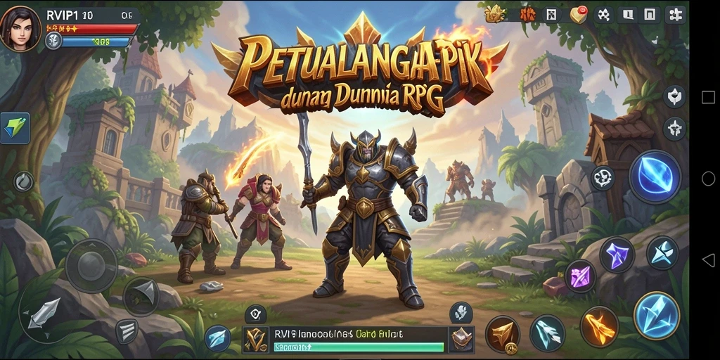 Screenshot utama RVIP1 menampilkan aksi pertempuran yang mendebarkan dalam dunia RPG.