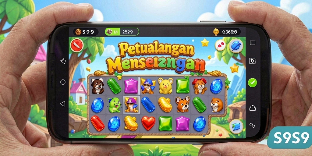 Gameplay S9S9 menampilkan kombinasi buah yang berwarna-warni.