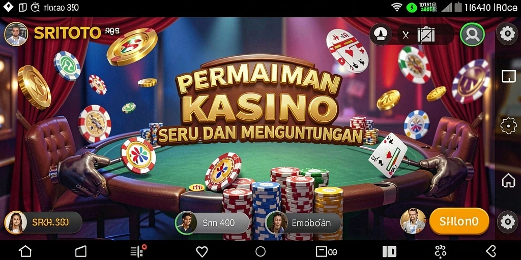 Tangkapan layar gameplay SRITOTO dengan berbagai permainan Kasino yang menarik.