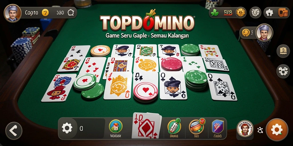 Screenshot utama TOPDOMINO menampilkan gameplay seru Gaple.